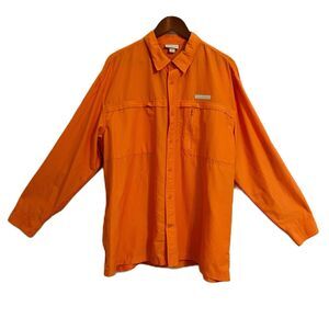 Field & Stream Shirt Men XL Orange Pockets Breathable Fishing Shooting Hunting